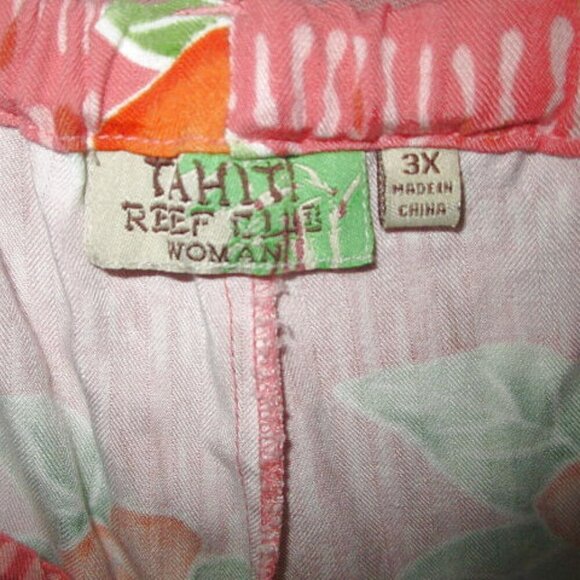 Tahiti Reef Wide Leg Pants Size 3X Pockets Elastic Waist Pull On High Rise Crop - Picture 7 of 11